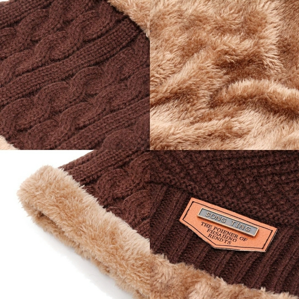 2-PIECES WINTER BEANIE HAT SCARF SET WARM KNIT HAT - Picture 8 of 12